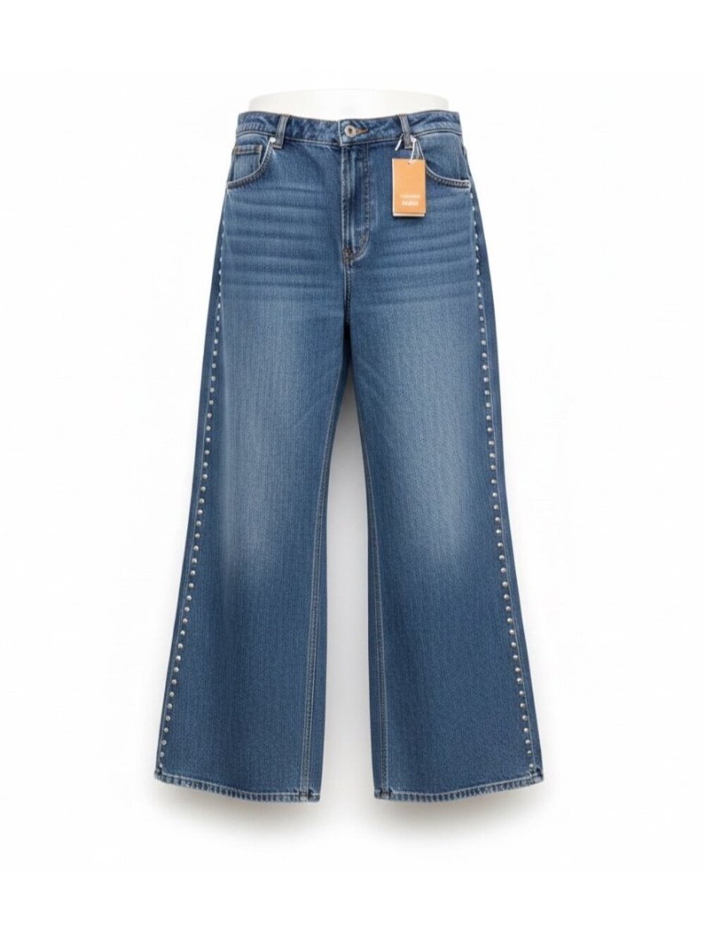 Reformation Womens Denim Cary Studded Slouchy Wide-Leg High-Rise Jeans Sz 33